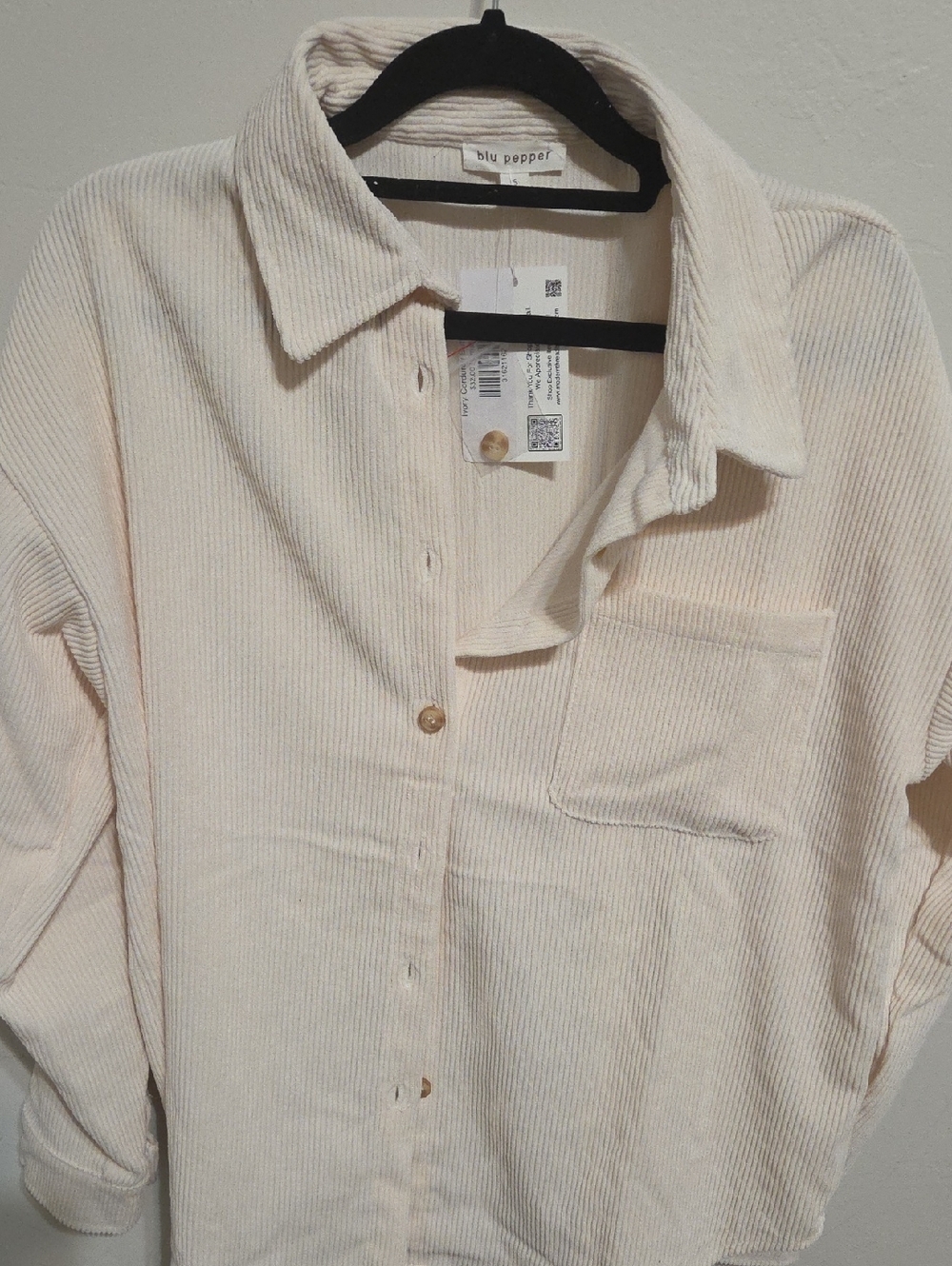 Blu Pepper Light Cream Corduroy Button Shirt